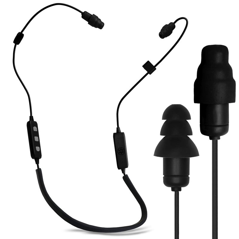 Plugfones Liberate 2.0 Bluetooth Earplug Headphones - Wireless Bluetooth in-Ear Earplug Earbuds - 29 dB Noise Reduction Headphones with Noise Isolating Mic and Controls (Black & Gray) - Image 1